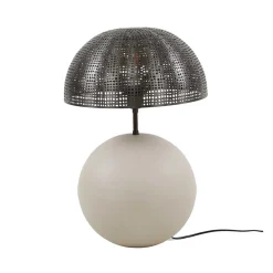 Designer-Tischlampe in Beige und Schwarzgrau - Praseida