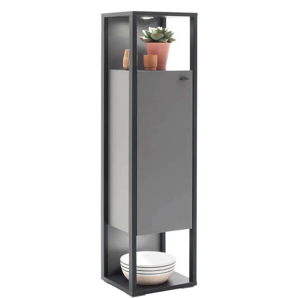 Designer-Wohnwand Möbel in Grau - Ridona (dreiteilig)