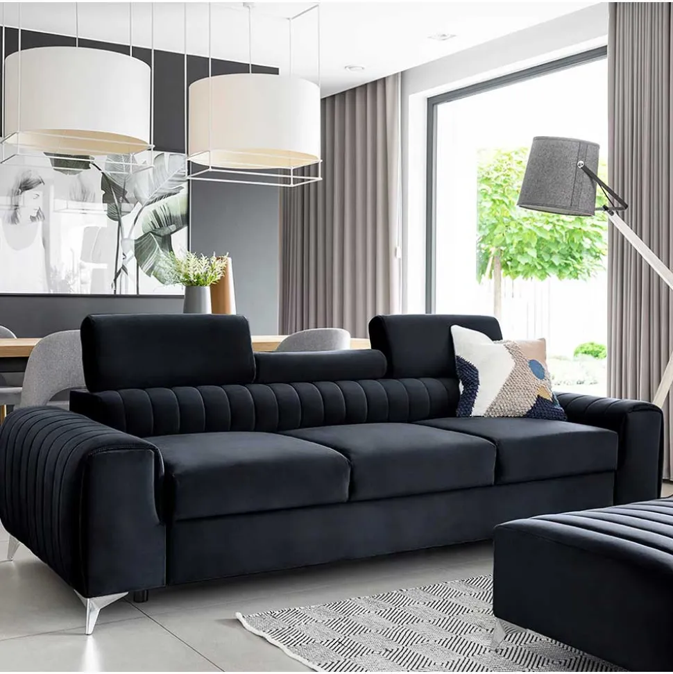 Design-Schlafsofa in Blauschwarz Samt - Harvests