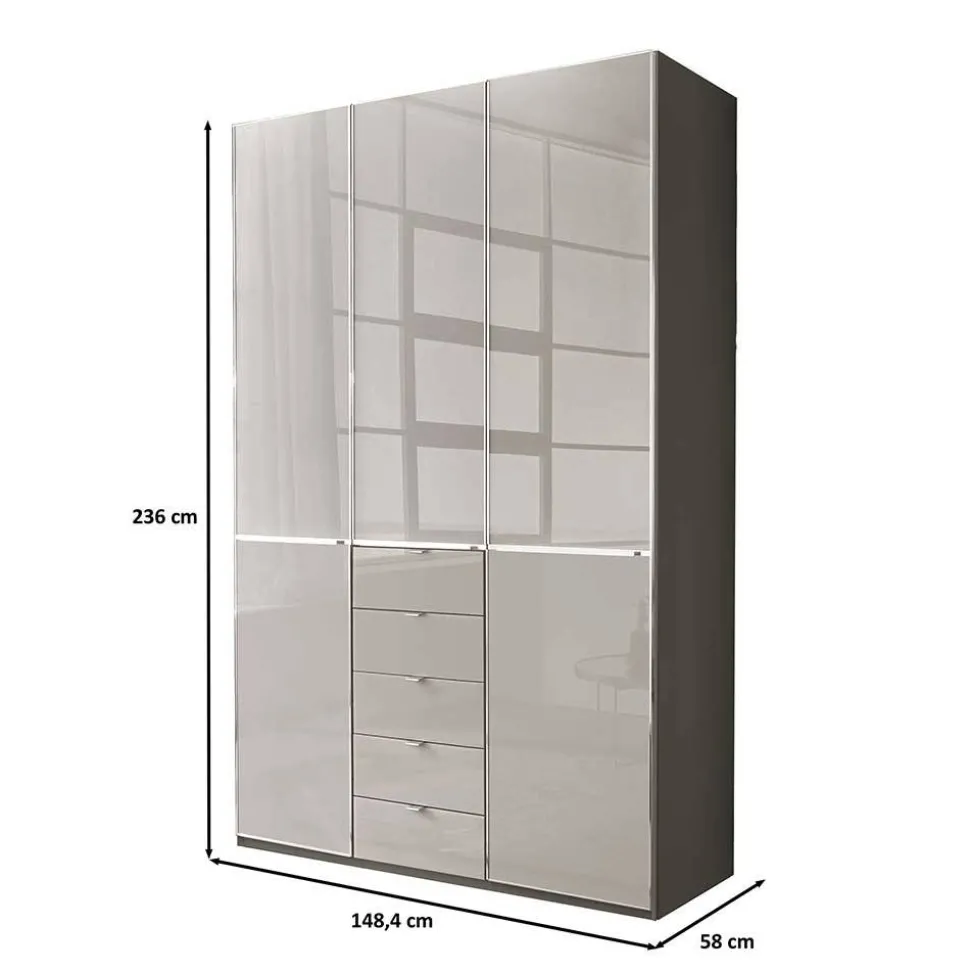 Design-Schlafzimmerschrank in Hellgrau Glas - Korcula