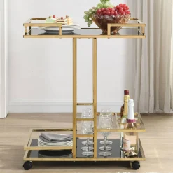 Design-Servierwagen in Schwarz Glas - Ranieros