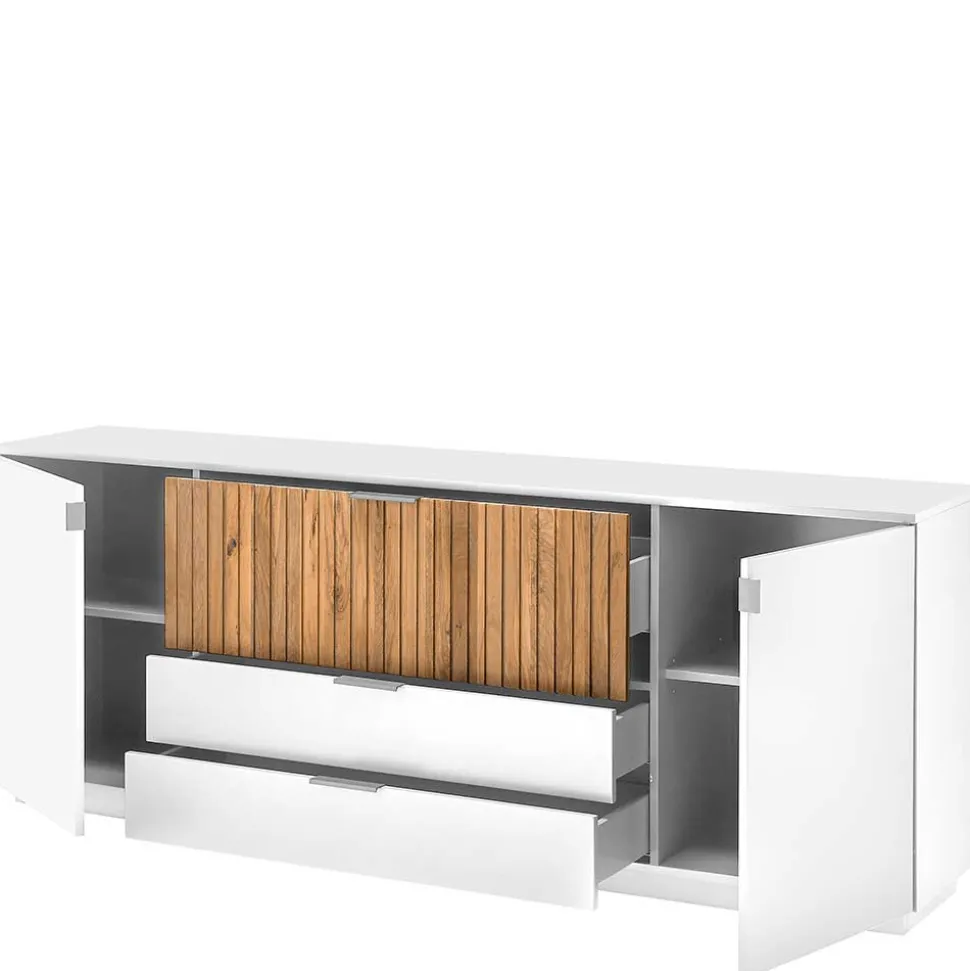 Design-Sideboard in Weiß mit Eiche Bianco - Miloris