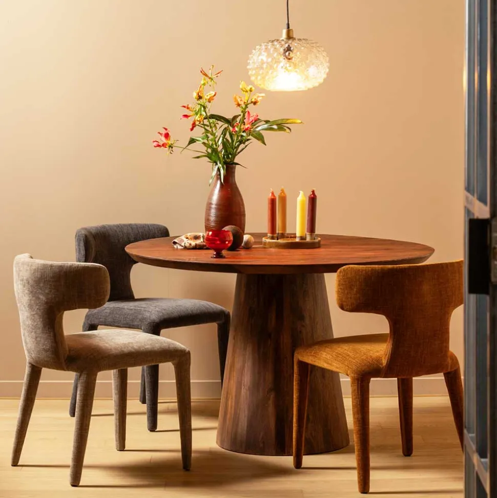 Designstühle in Dunkelbraun Stoff - Mestecan (2er Set)