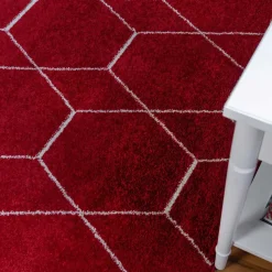 Designteppich in Rot und Creme - Kermita