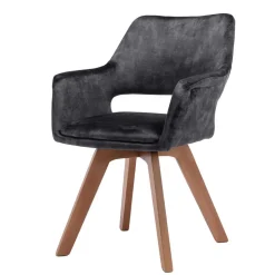 Design-Tischsessel in Anthrazit Samt - Tiamo (2er Set)