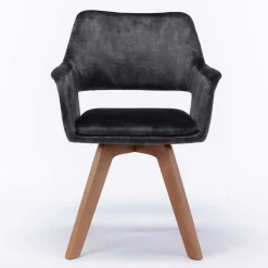 Design-Tischsessel in Anthrazit Samt - Tiamo (2er Set)