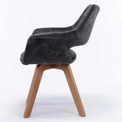 Design-Tischsessel in Anthrazit Samt - Tiamo (2er Set)