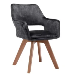 Design-Tischsessel in Anthrazit Samt - Tiamo (2er Set)