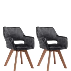 Design-Tischsessel in Anthrazit Samt - Tiamo (2er Set)