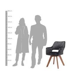 Design-Tischsessel in Anthrazit Samt - Tiamo (2er Set)