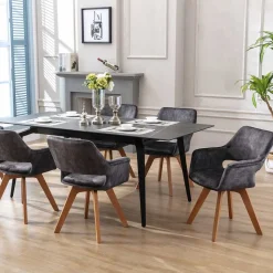 Design-Tischsessel in Anthrazit Samt - Tiamo (2er Set)