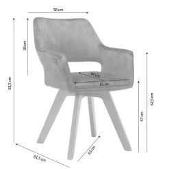Design-Tischsessel in Anthrazit Samt - Tiamo (2er Set)
