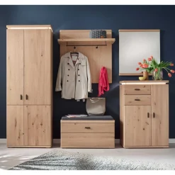 Dielen Einrichtung in Eiche Bianco - Arkadiuz (fünfteilig)