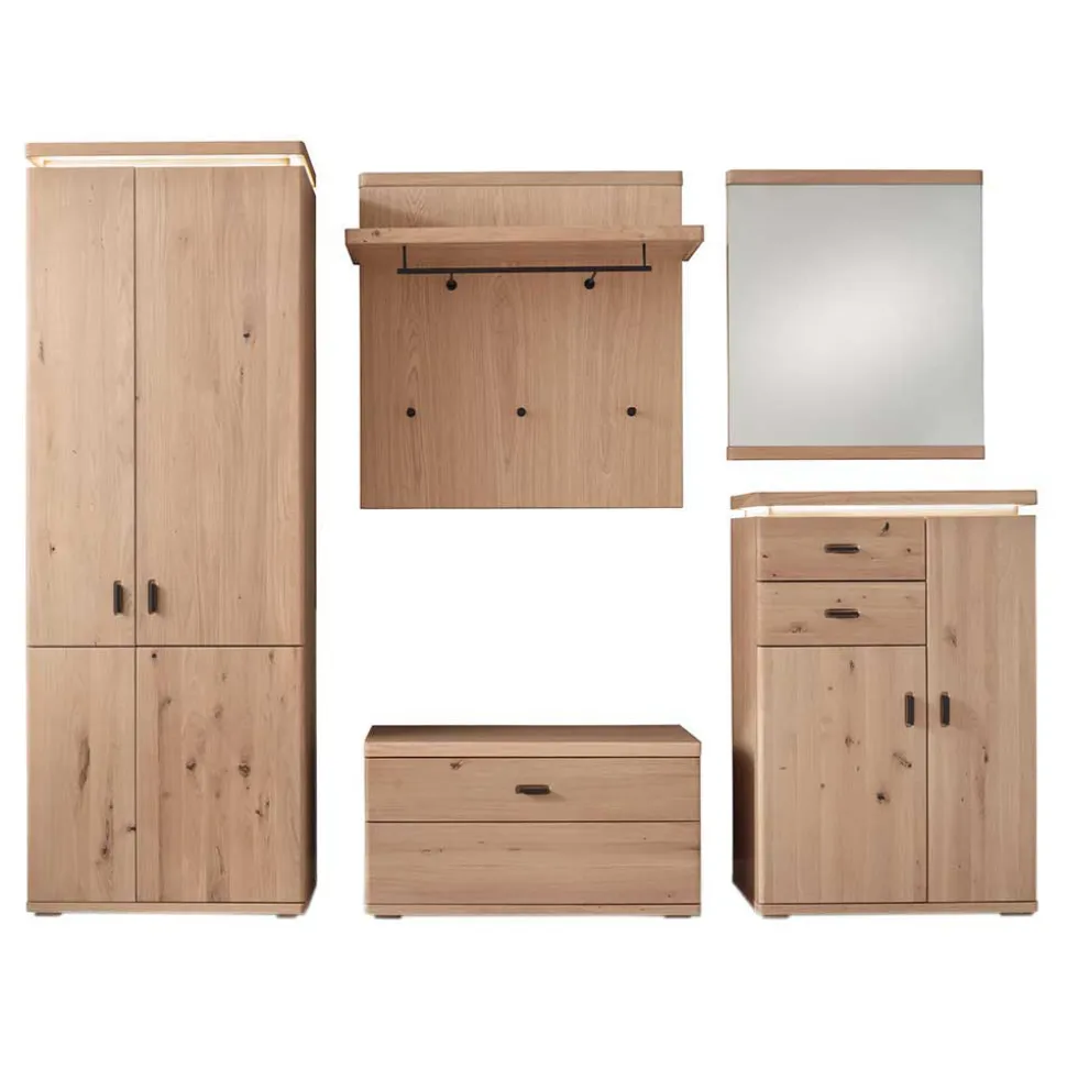 Dielen Einrichtung in Eiche Bianco - Arkadiuz (fünfteilig)