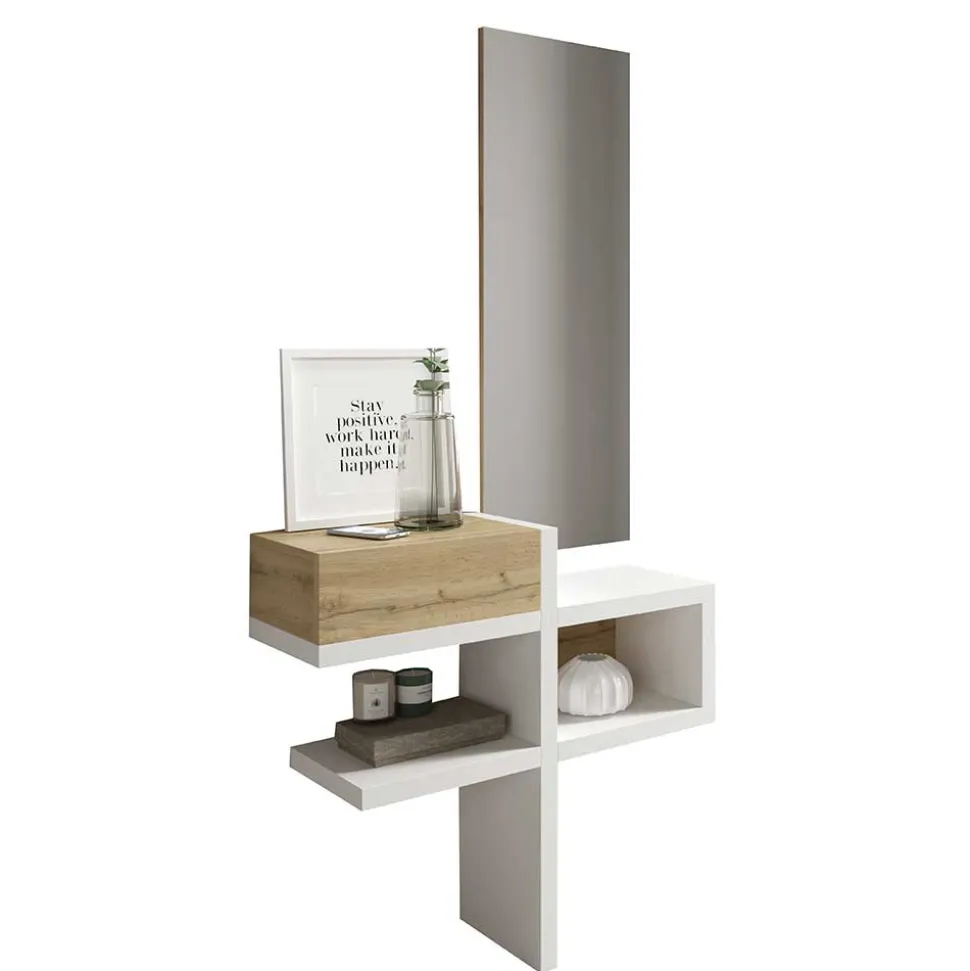 Dielen Möbel & Spiegel in Weiß & Wildeiche - Polaris (zweiteilig)