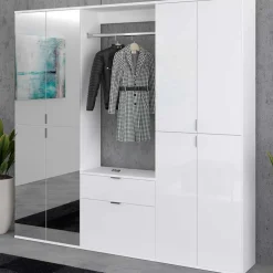 Dieleneinrichtung Möbel Block in Weiß HG - Ejulia (dreiteilig)