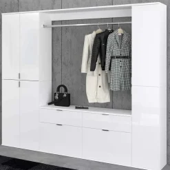 Dielenmöbel Kombi Block in Weiß HG - Ejulia (dreiteilig)