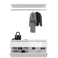 Dielenmöbel Kombi Block in Weiß HG - Ejulia (dreiteilig)