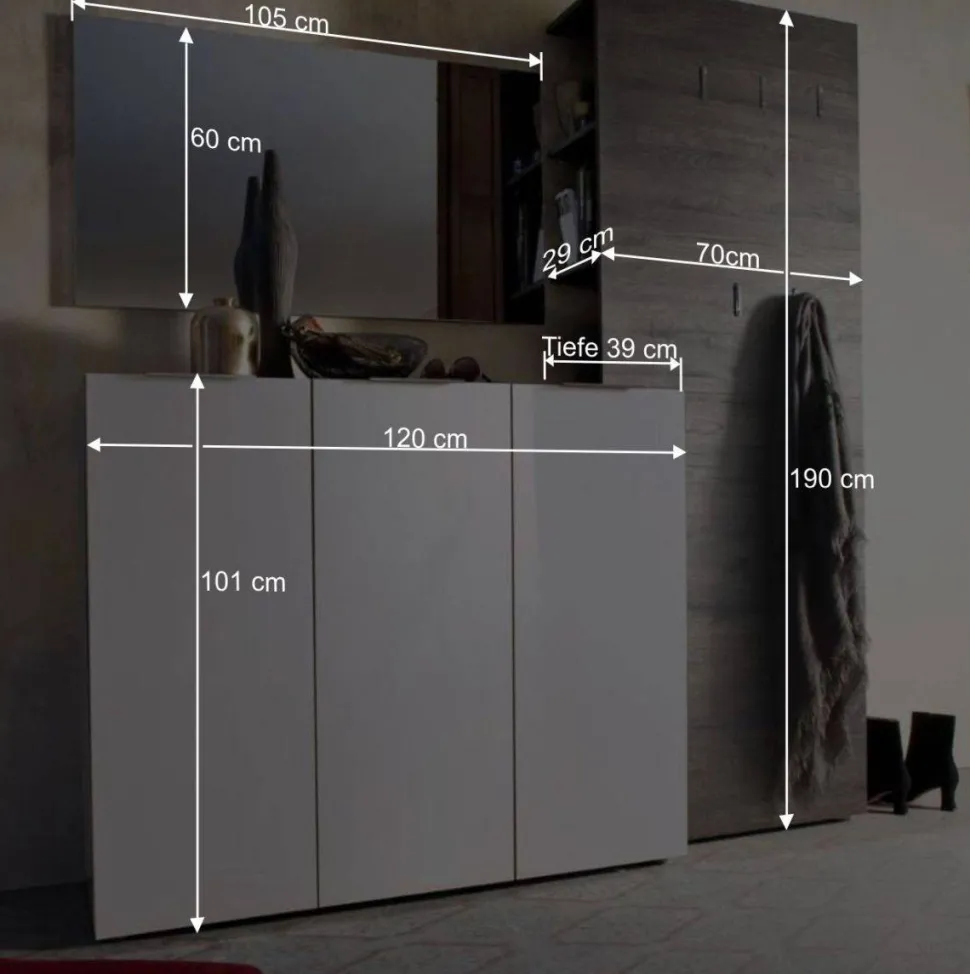 Dielenmöbel Satumare in Braun Wenge Dekor (dreiteilig)