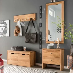 Dielenmöbel Set Delvestra aus Wildeiche Massivholz (vierteilig)