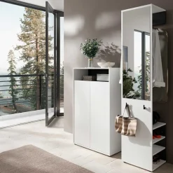 Dielenmöbel Set in Weiß mit Schwarz - Carcoar (zweiteilig)