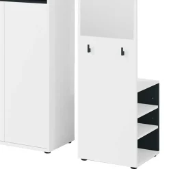 Dielenmöbel Set in Weiß mit Schwarz - Carcoar (zweiteilig)