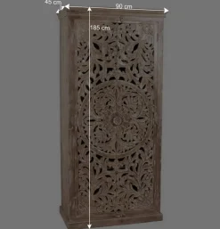 Dielenschrank in Sandfarben Mangoholz - Runiasa