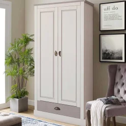 Dielenschrank in Weiß mit Grau - Lucasario