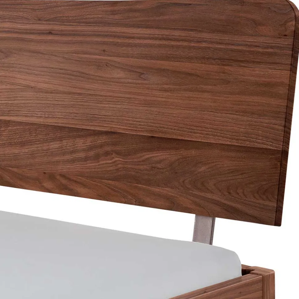 Doppelbett aus Nussbaum mit Stahlfüßen - Gedessa