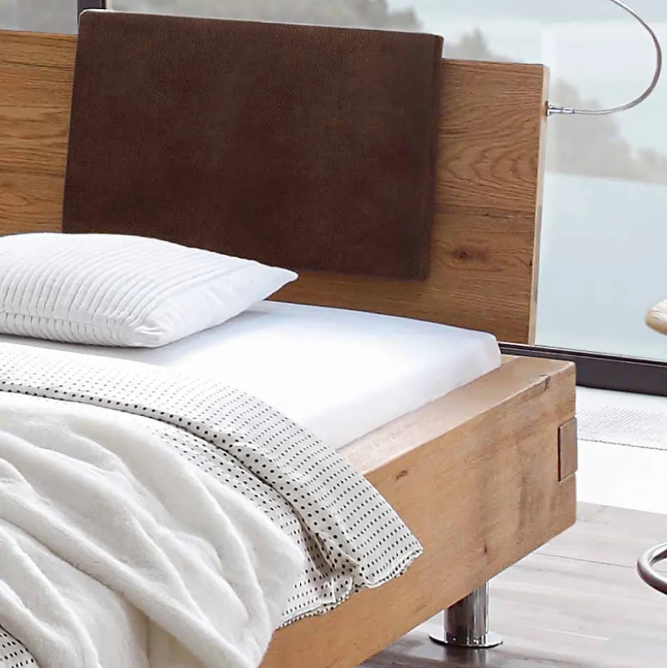 Doppelbett in Balkenoptik Chicola aus Wildeiche Massivholz