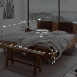 Doppelbett in Balkenoptik Chicola aus Wildeiche Massivholz