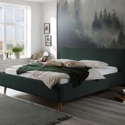 Doppelbett in Dunkelgrün Cord - Topra