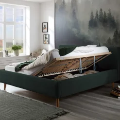 Doppelbett in Dunkelgrün Cord - Topra