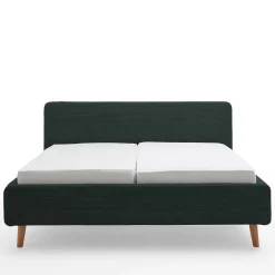 Doppelbett in Dunkelgrün Cord - Topra