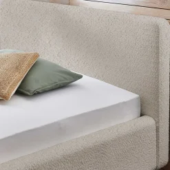 Doppelbett mit Bettkasten in Beige Webplüsch - Samuele