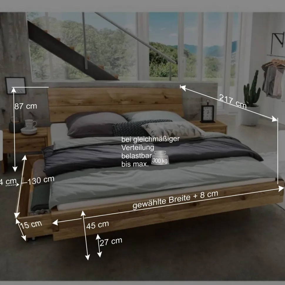 Doppelbett mit Nachtkonsolen Set - Aryvano (dreiteilig)