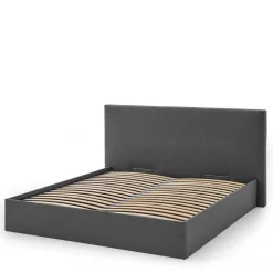 Doppelbett mit Stauraum in Anthrazit Stoff - Clarford