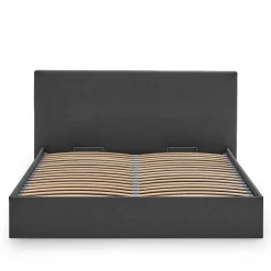 Doppelbett mit Stauraum in Anthrazit Stoff - Clarford