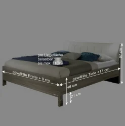 Doppelbett Symonya mit Polsterkopfteil in Creme