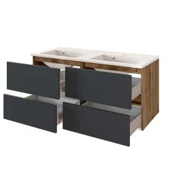 Doppelter Waschtisch mit Spiegelschrank - Athrin (dreiteilig)