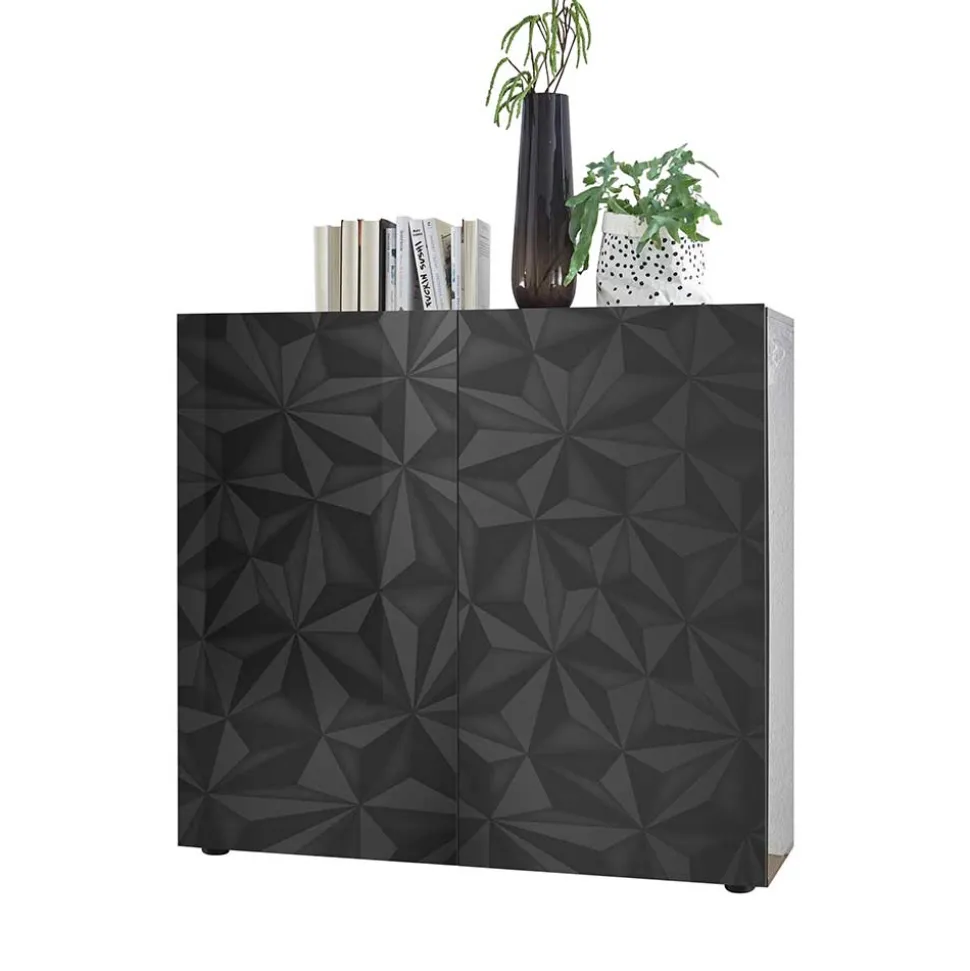 Doppeltür Kommode in Dunkelgrau Hochglanz - Kuriasna