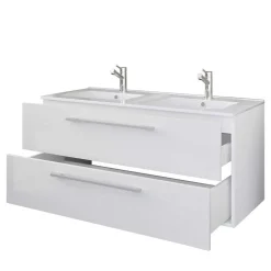 Doppel-Waschbecken Waschtisch in Weiß - Matsu (zweiteilig)