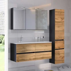 Doppel-Waschplatz & Badezimmerschränke - Endely (dreiteilig)