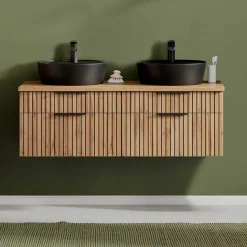 Doppel-Waschtisch mit schwarzen Aufsatzbecken - Crystoga