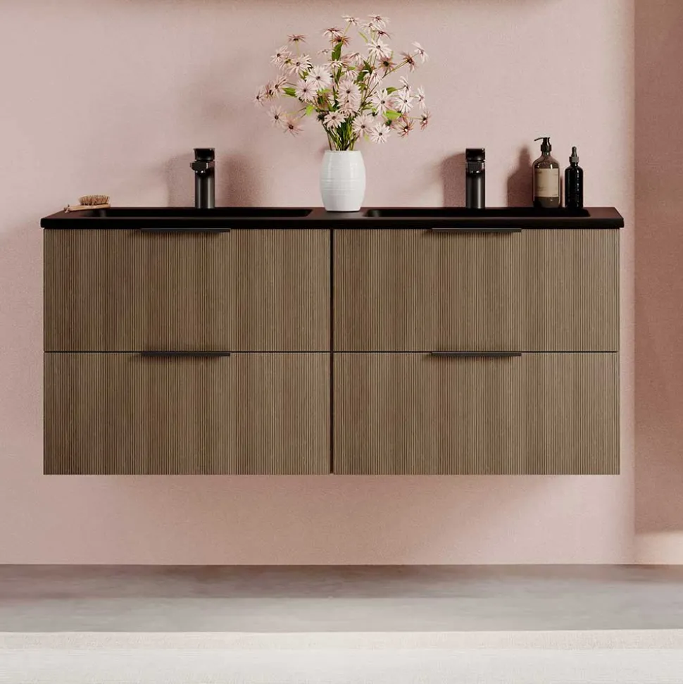 Doppelwaschtisch mit schwarzem Becken - Ucaida