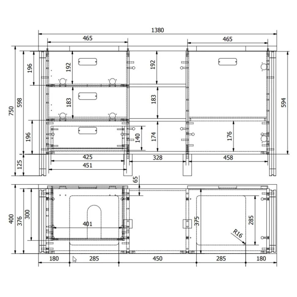 Doppelwaschtisch mit zwei Aufsatzwaschbecken - Forawas
