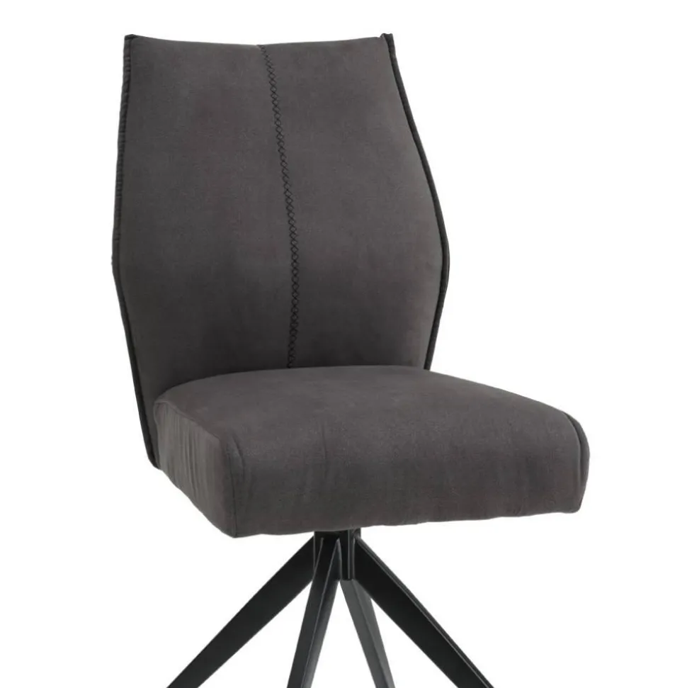 Drehbare Polsterstühle in Dunkelgrau - Aturin (2er Set)