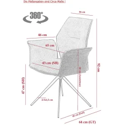 Drehbare Stühle mit Armlehnen - Vanencia (4er Set)