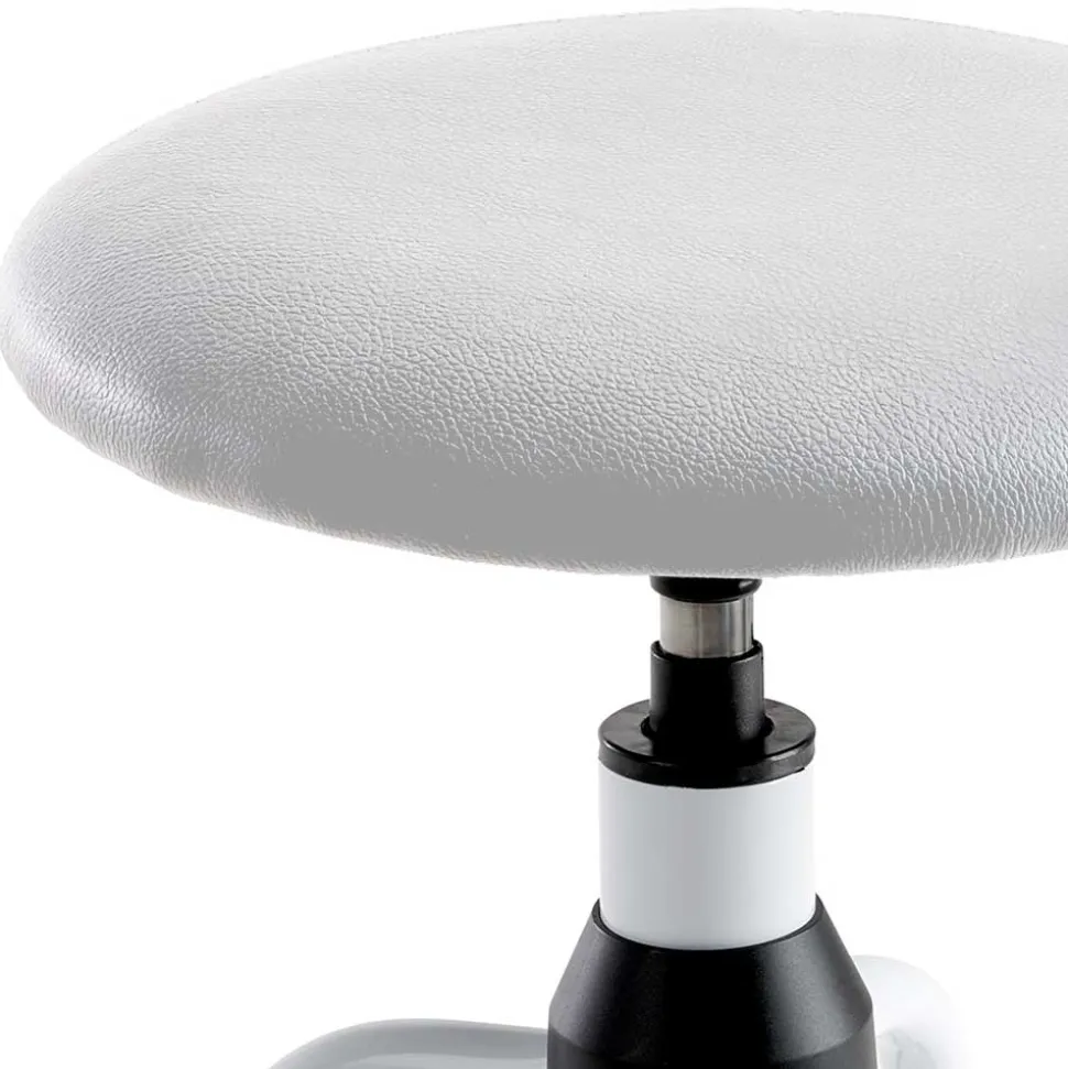 Drehbarer Arbeitshocker in Weiß mit Schwarz - Zengos