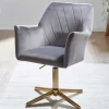Drehbarer Armlehnenstuhl aus grauem Samt - Iniziola